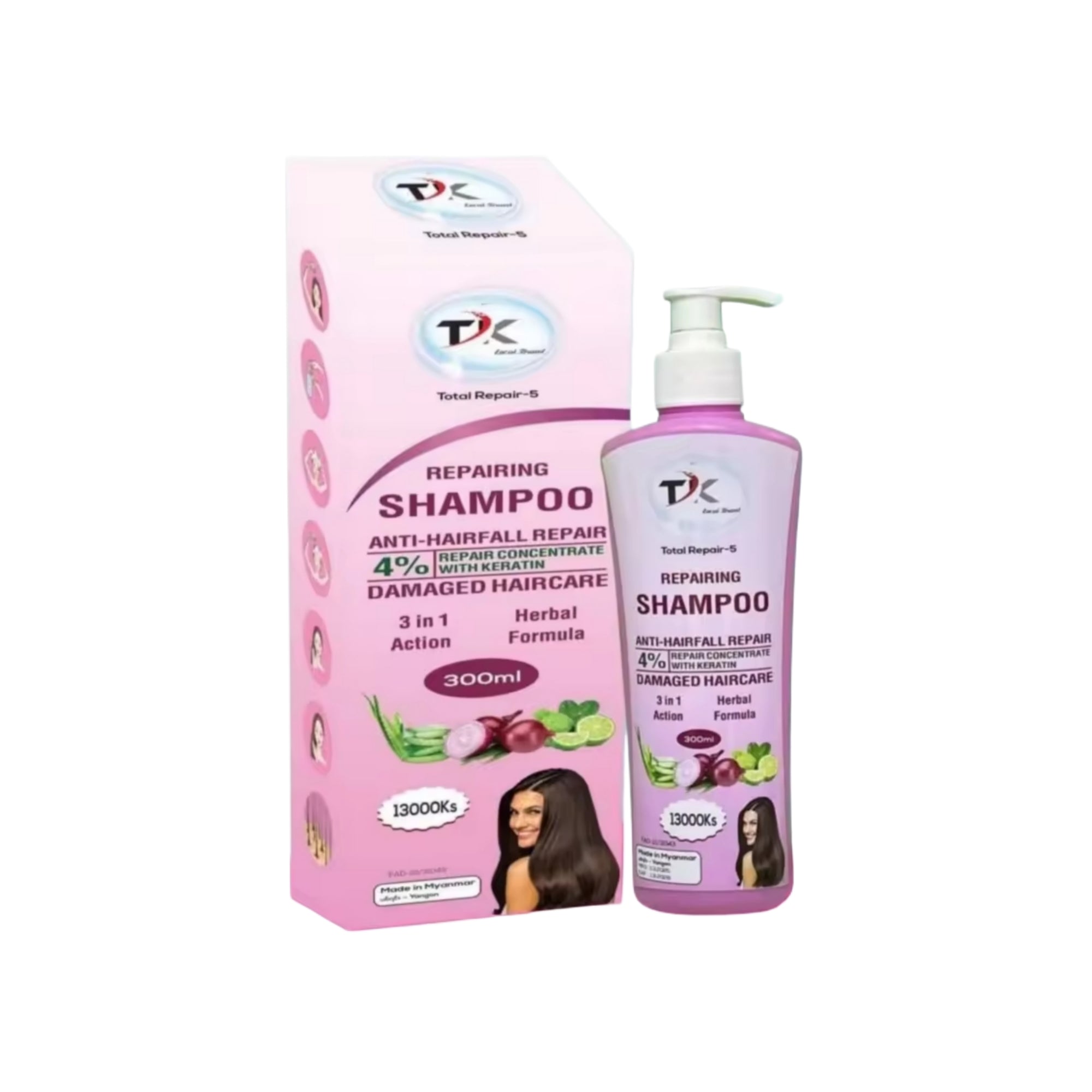 TK Onion & Aloevera Shampoo 100ml တီကေ ရှားစောင်းလက်ပတ် ခေါင်းလျှော်ရည်